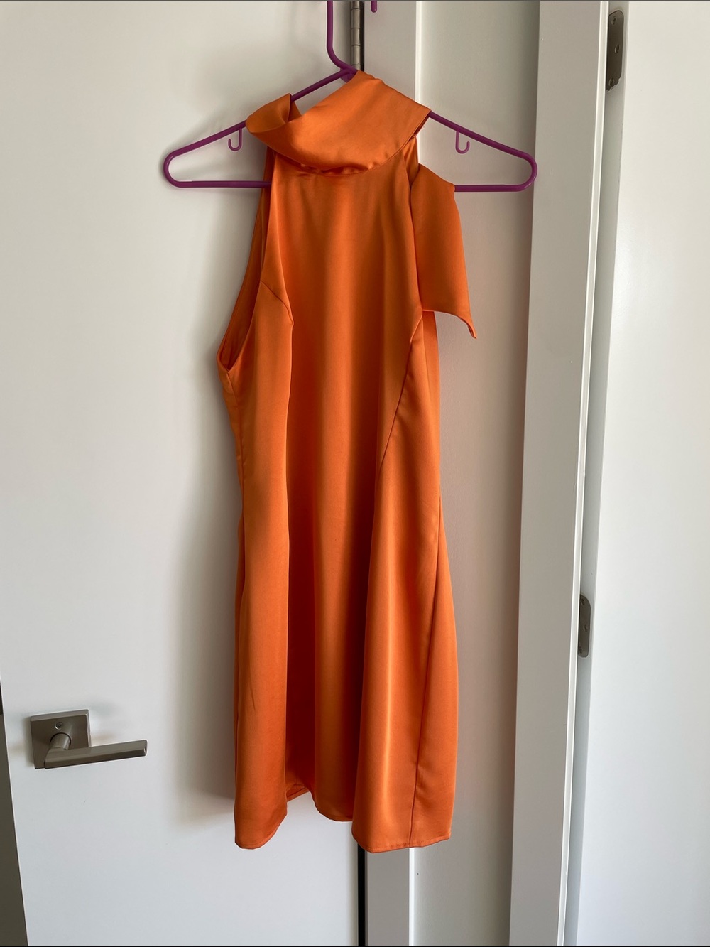 Sleek Orange Halter Neck Dress